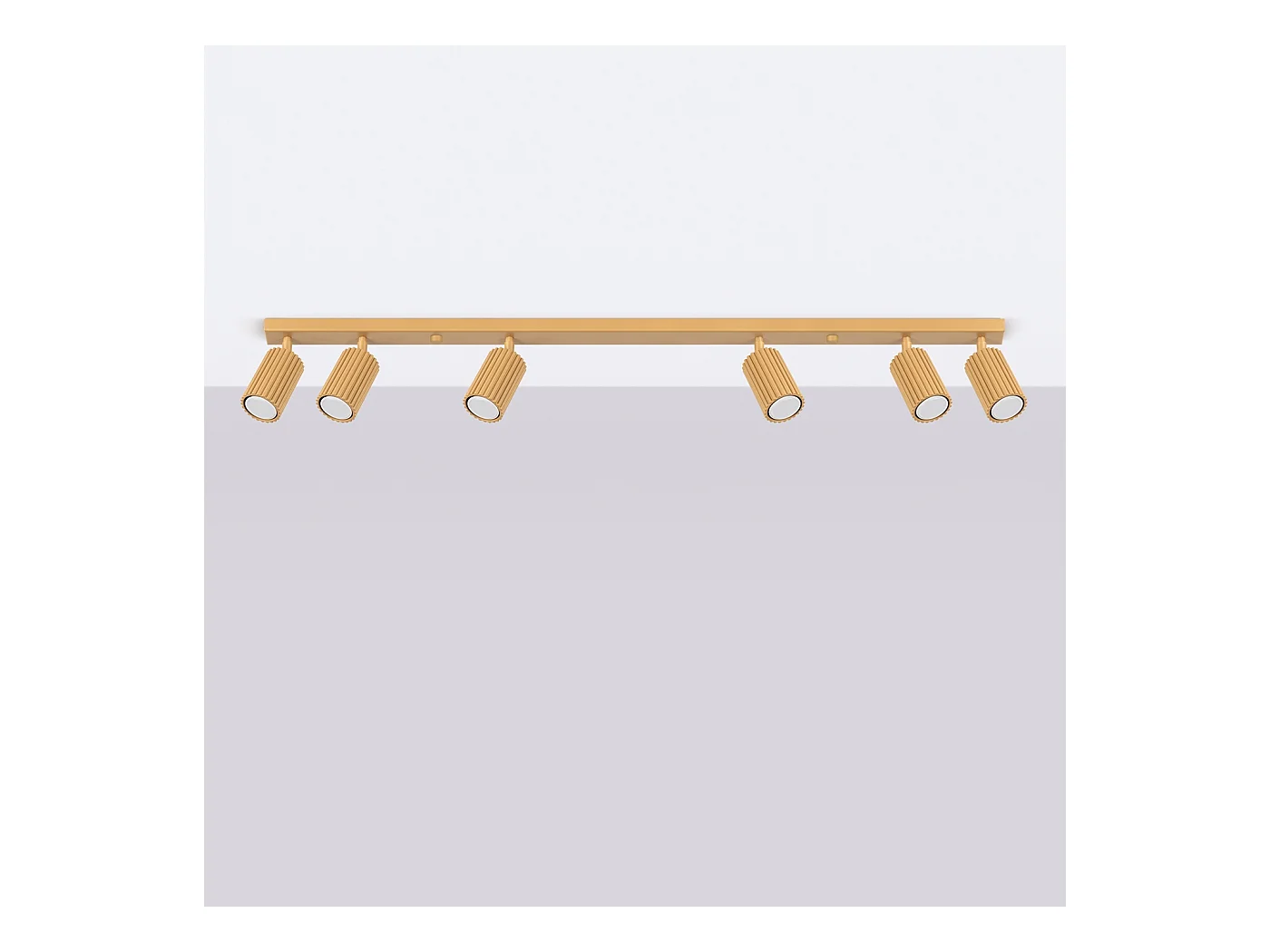 Plafondlamp Gloow minimalistisch van  - 6 lichtbronnen 3000K - L.117 x H.16,5 cm - gouden