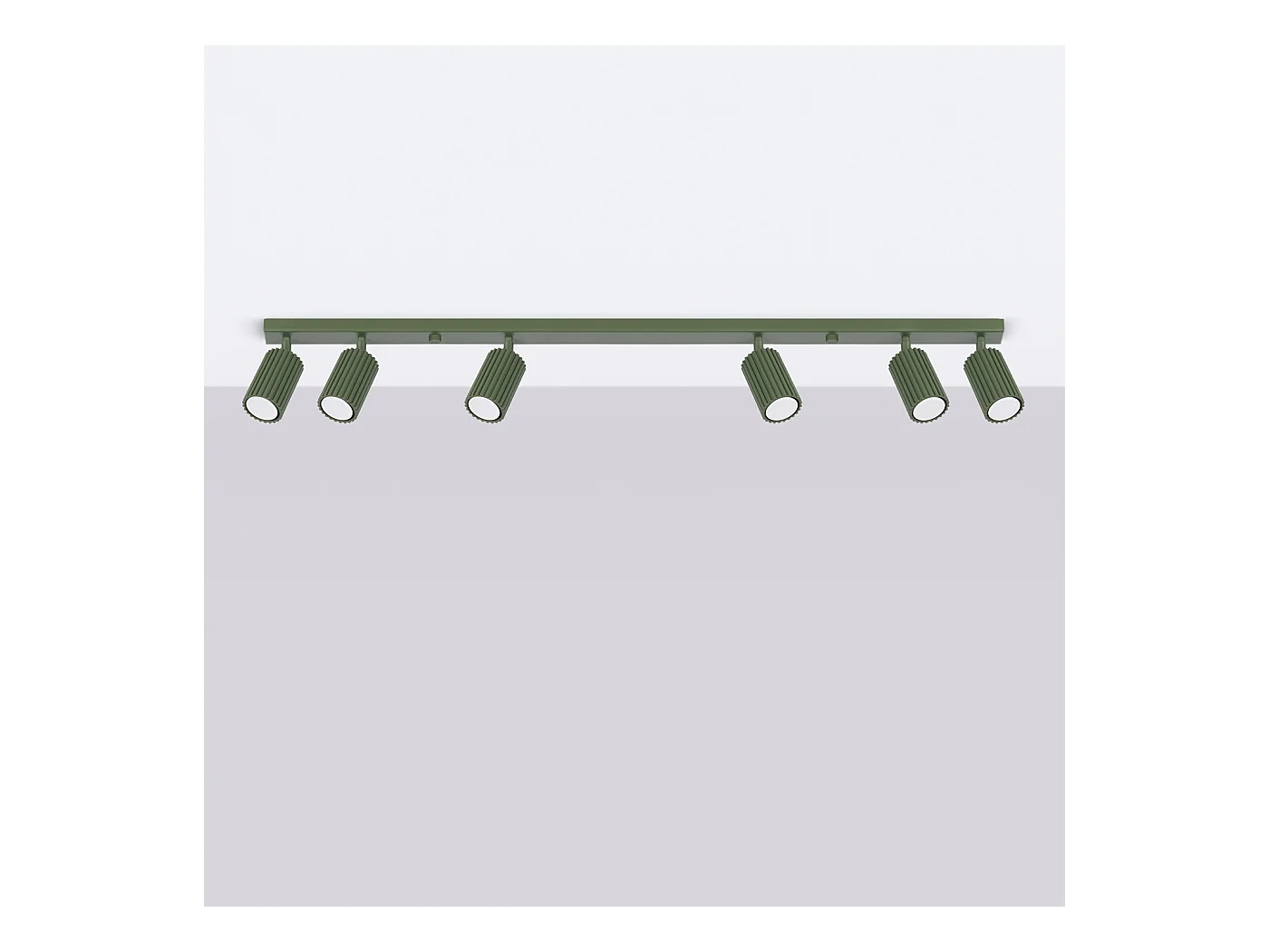 Plafondlamp Gloow minimalistisch van  - 6 lichtbronnen 3000K - L.117 x H.16,5 cm - olijfgroen