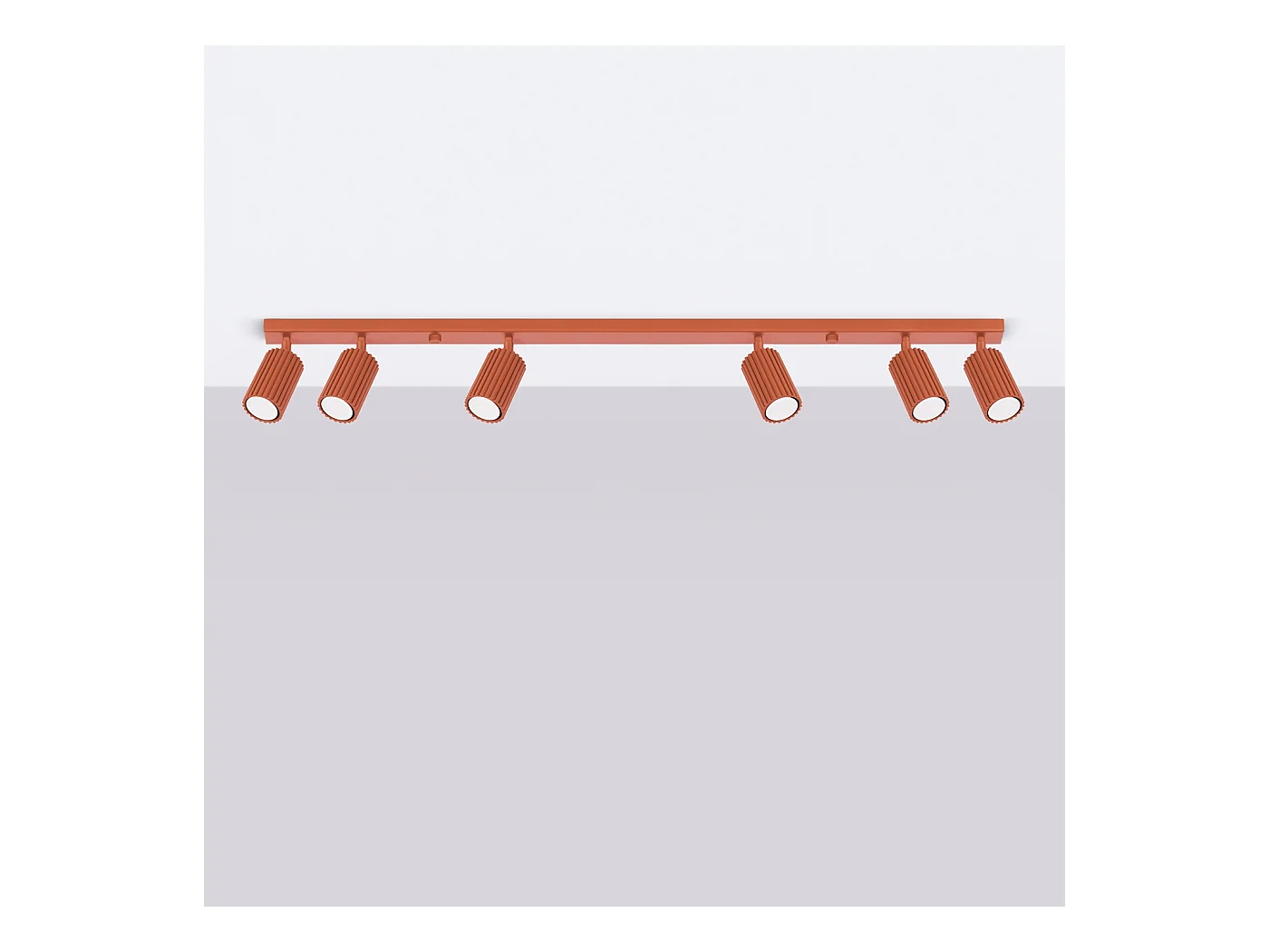 Plafondlamp Gloow minimalistisch van  - 6 lichtbronnen 3000K - L.117 x H.16,5 cm - rode oker