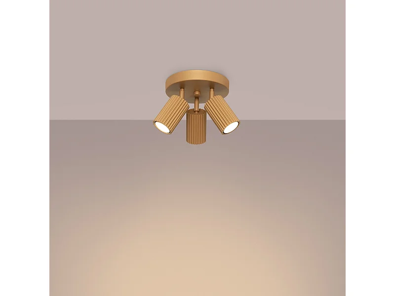 Luminária de teto Gloow minimalista, alumínio - 3 fontes de luz 3000K - L.19.5 x H.18 cm - dourado