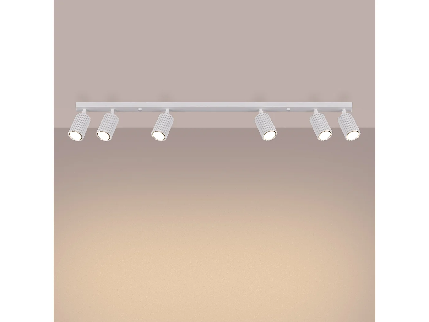 Plafondlamp Gloow minimalistisch van  - 6 lichtbronnen 3000K - L.117 x H.16,5 cm - wit