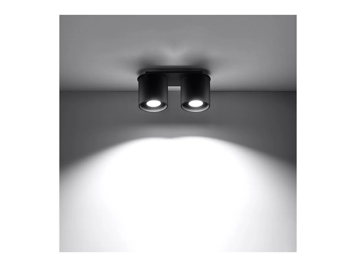 Lámparas de techo Celeris moderno de aluminio - 2 fuentes luminosas 4000K - L.26 x A.12 cm - negro