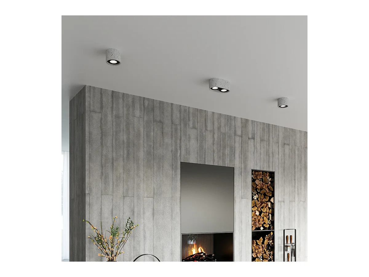 Plafonniers Blaze industriel en béton - 1 sources lumineuses 4000K - L.14 x H.9 cm - gris