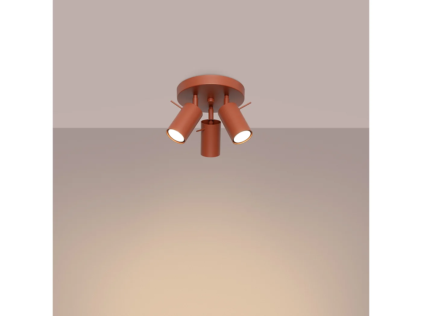 Plafonnier Briix moderne en acier - 3 sources lumineuses 3000K - L.19,5 x H.18,5 cm - ocre rouge
