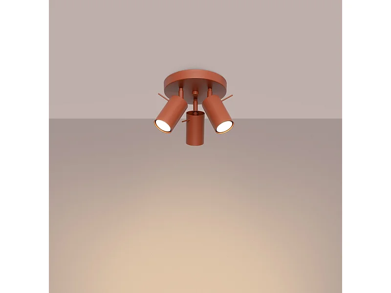 Plafondlamp Briix modern van  - 3 lichtbronnen 3000K - L.19,5 x H.18,5 cm - rode oker