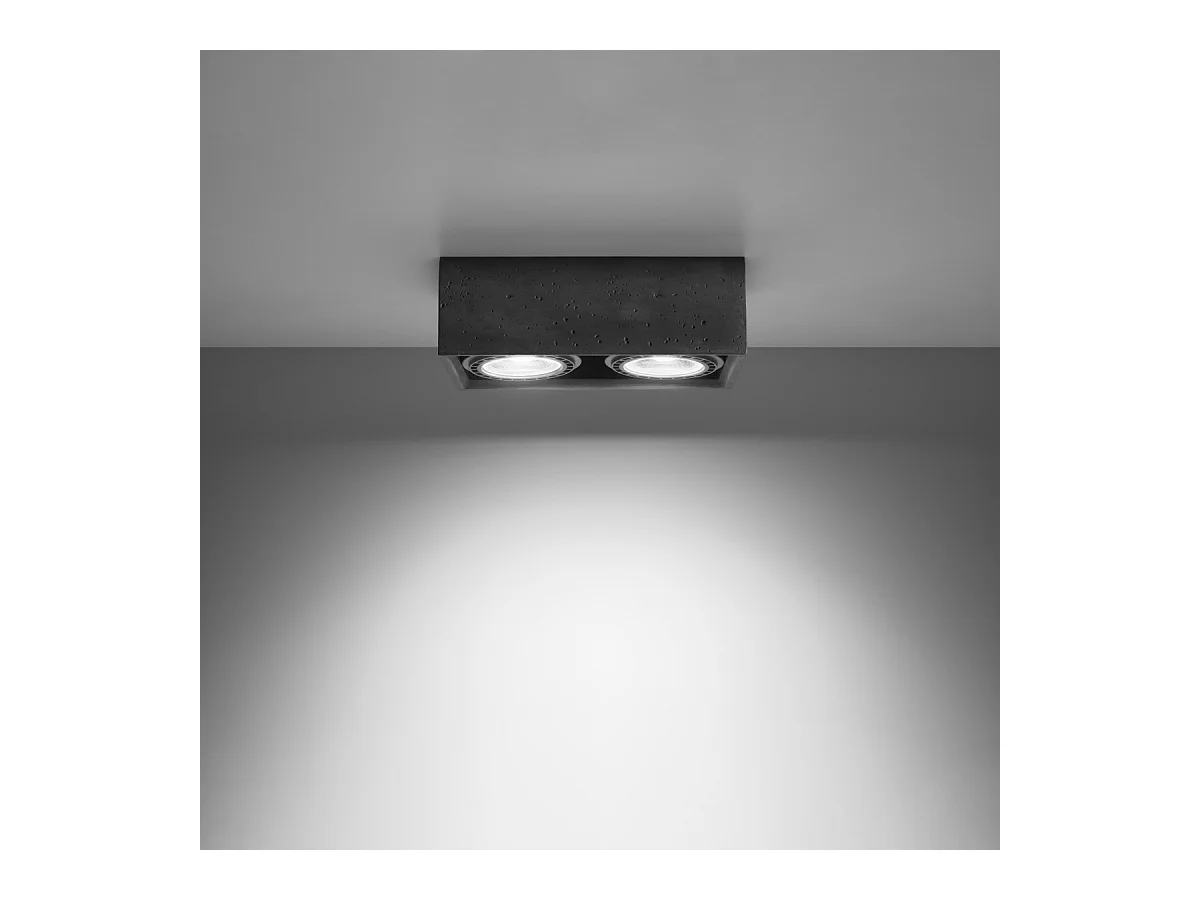 Plafonniers Zentra industriel en béton - 2 sources lumineuses 4000K - L.27 x H.9 cm - gris