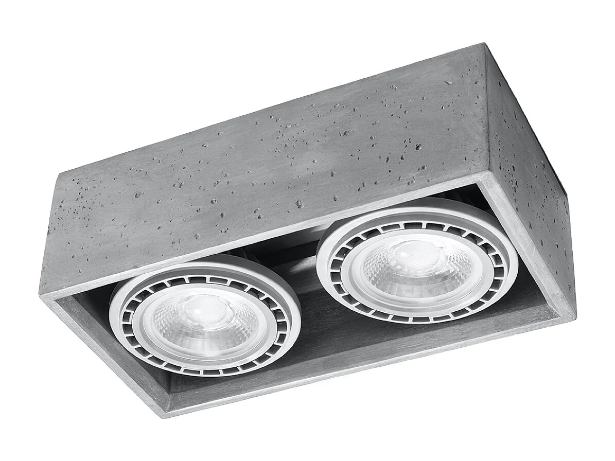 Plafonniers Zentra industriel en béton - 2 sources lumineuses 4000K - L.27 x H.9 cm - gris