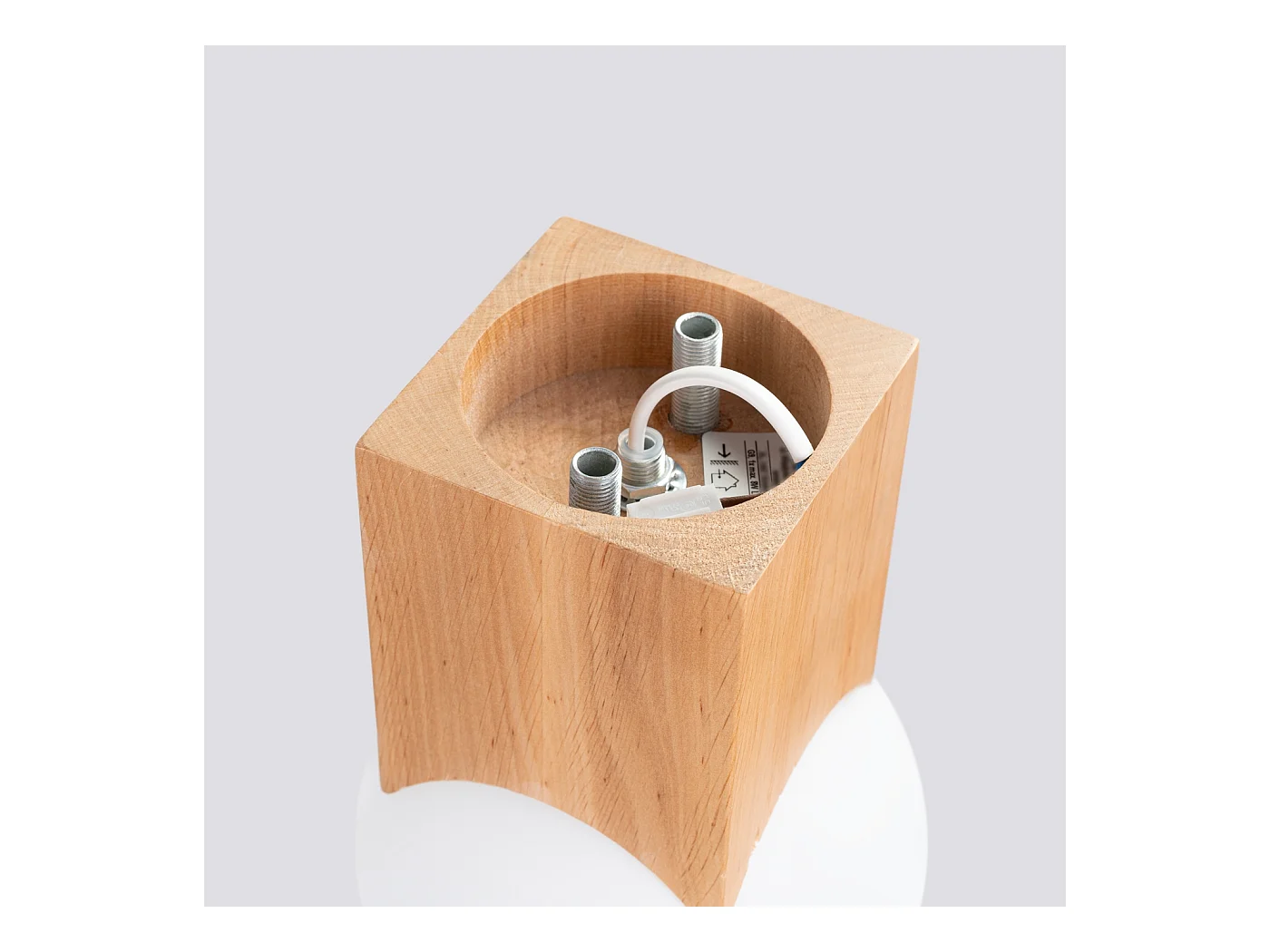 Plafonnier Lumivere minimaliste en bois/verre - 1 sources lumineuses 4000K - L.12 x H.19 cm - bois naturel/blanc