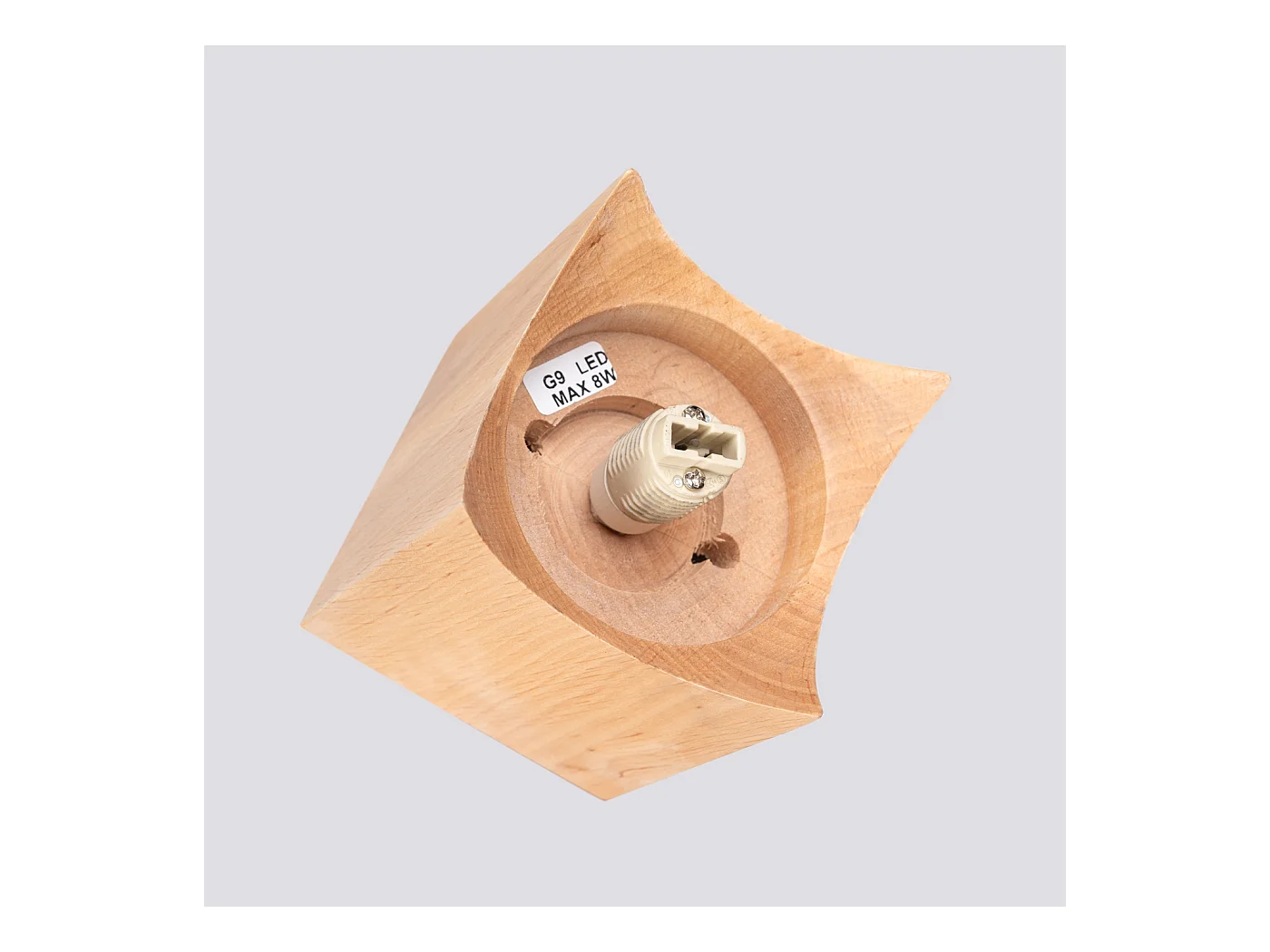 Plafonnier Lumivere minimaliste en bois/verre - 1 sources lumineuses 4000K - L.12 x H.19 cm - bois naturel/blanc