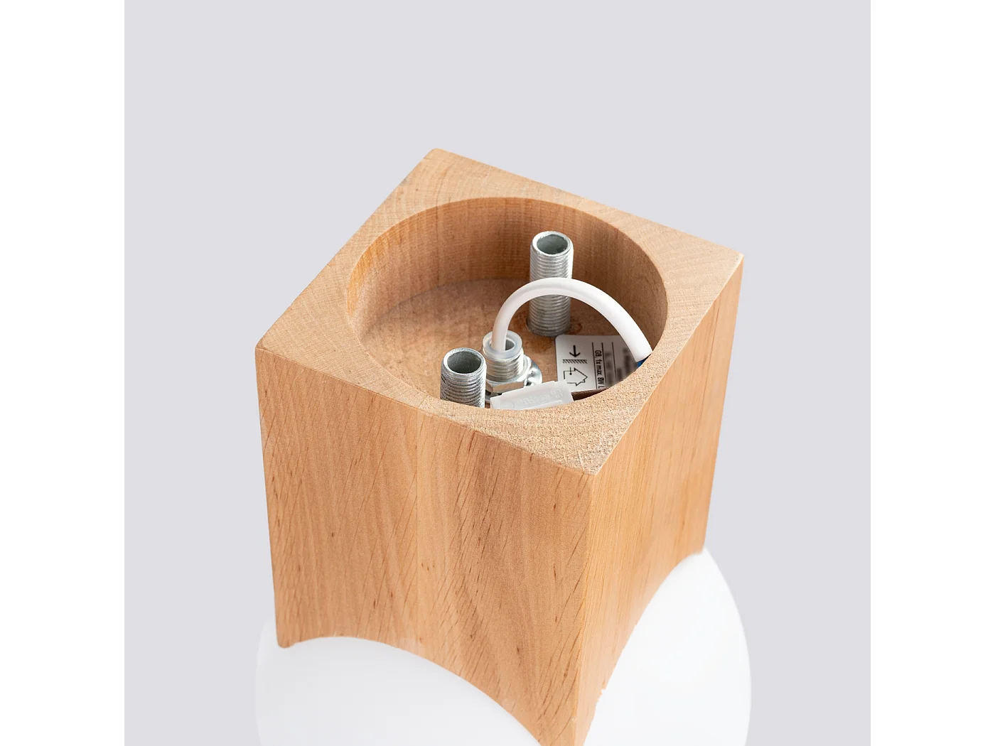 Plafonnier Lumivere minimaliste en bois/verre - 1 sources lumineuses 4000K - L.12 x H.19 cm - bois naturel/blanc