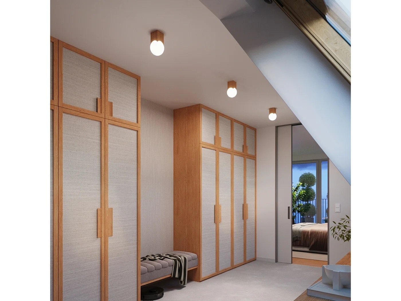 Plafonnier Lumivere minimaliste en bois/verre - 1 sources lumineuses 4000K - L.12 x H.19 cm - bois naturel/blanc