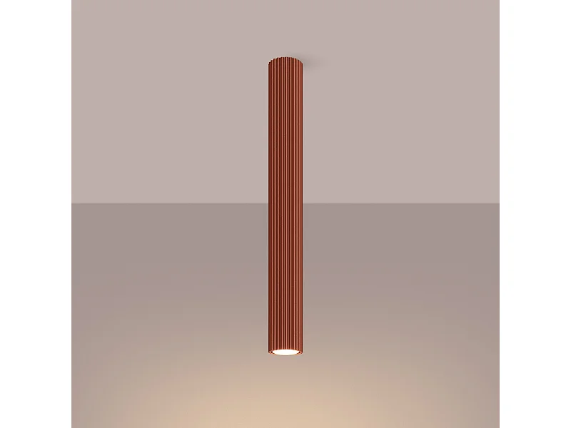 Plafonnier Gloow minimaliste en aluminium - 1 sources lumineuses 3000K - L.6,5 x H.60 cm - ocre rouge