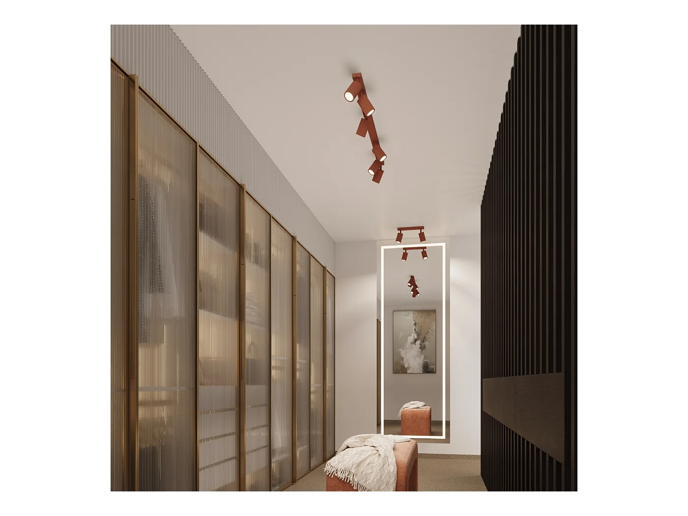 Lampada da soffitto Gloow minimalista di alluminio - 1 sorgenti luminose 3000K - L.6,5 x A.60 cm - ocra rossa