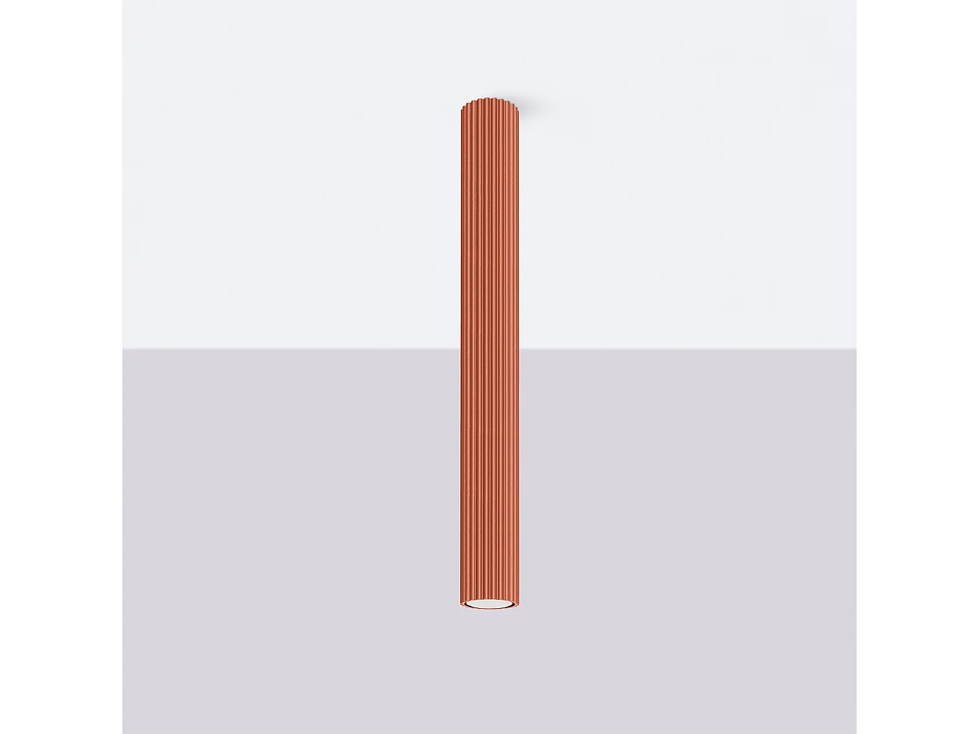 Plafonnier Gloow minimaliste en aluminium - 1 sources lumineuses 3000K - L.6,5 x H.60 cm - ocre rouge