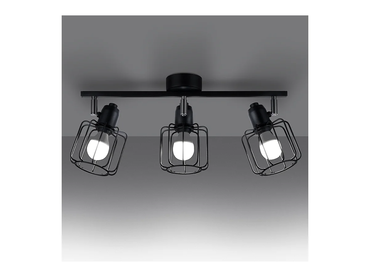 Plafondlampen Celubi modern van  - 3 lichtbronnen 4000K - L.48 x H.19 cm - zwart