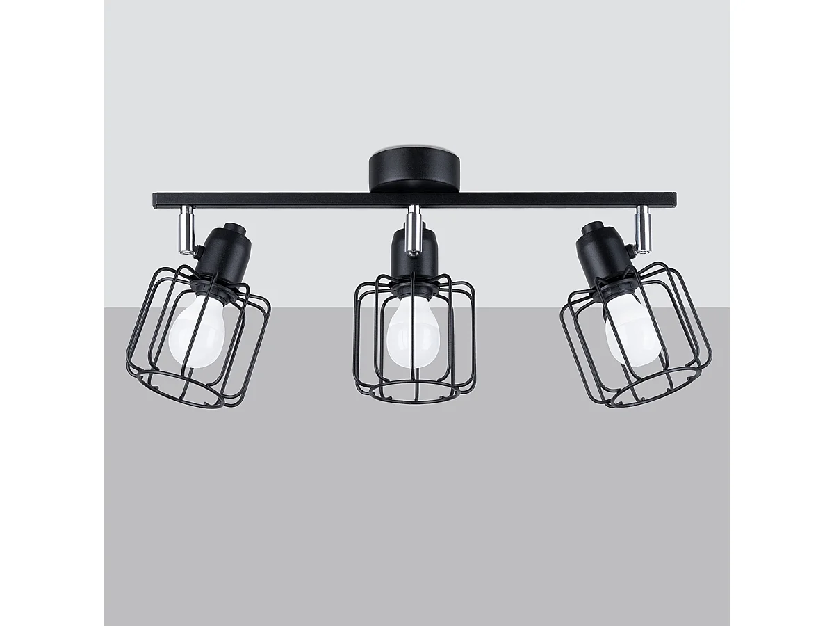 Plafondlampen Celubi modern van  - 3 lichtbronnen 4000K - L.48 x H.19 cm - zwart