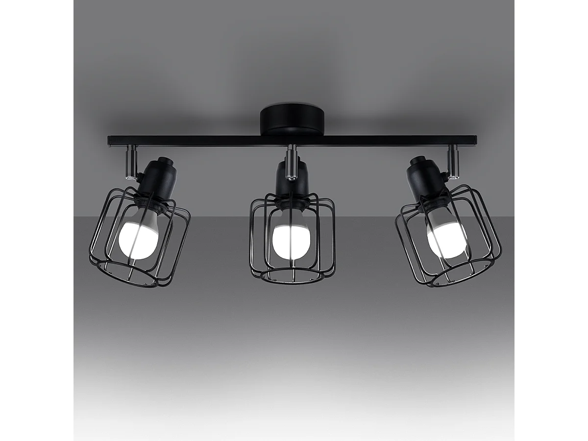 Plafondlampen Celubi modern van  - 3 lichtbronnen 4000K - L.48 x H.19 cm - zwart