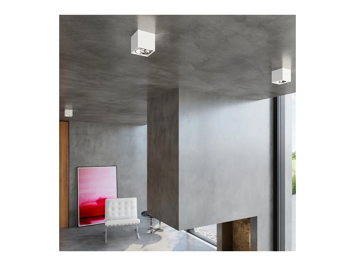 Plafonniers Nexiflex moderne en aluminium - 1 sources lumineuses 4000K - L.12 x H.11 cm - blanc