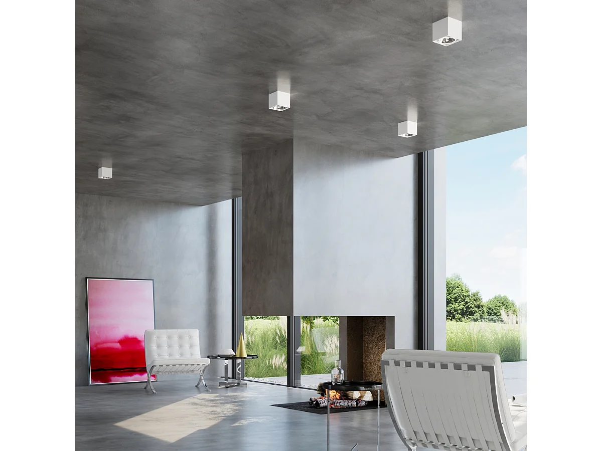 Plafonniers Nexiflex moderne en aluminium - 1 sources lumineuses 4000K - L.12 x H.11 cm - blanc