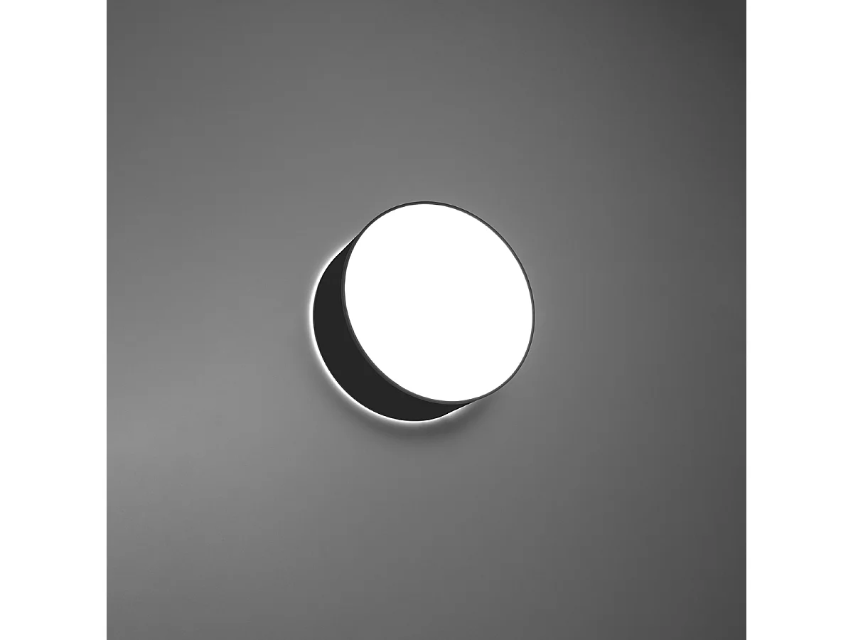 Plafonniers Cercle minimaliste en PVC - 1 sources lumineuses 4000K - L.25 x H.11 cm - noir