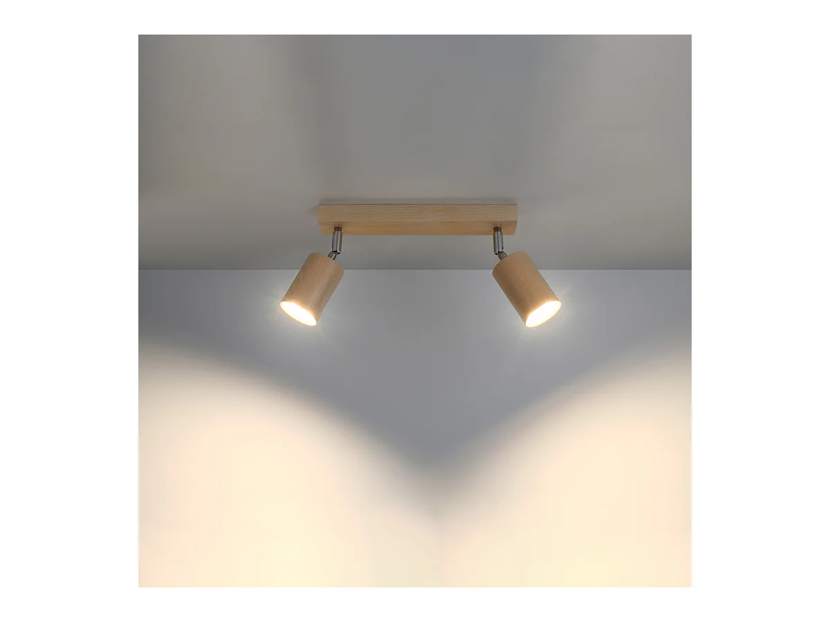 Lampade da soffitto Vorix scandinavo di legna - 2 sorgenti luminose 4000K - L.30 x A.20 cm - legno naturale