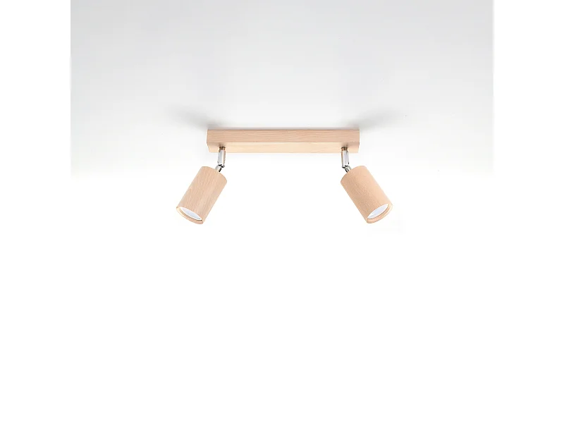 Plafondlampen Vorix Scandinavisch van  - 2 lichtbronnen 4000K - L.30 x H.20 cm - natuurlijk hout