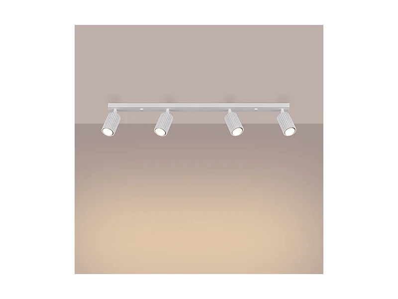 Plafonnier Gloow minimaliste en aluminium - 4 sources lumineuses 3000K - L.81 x H.16,5 cm - blanc