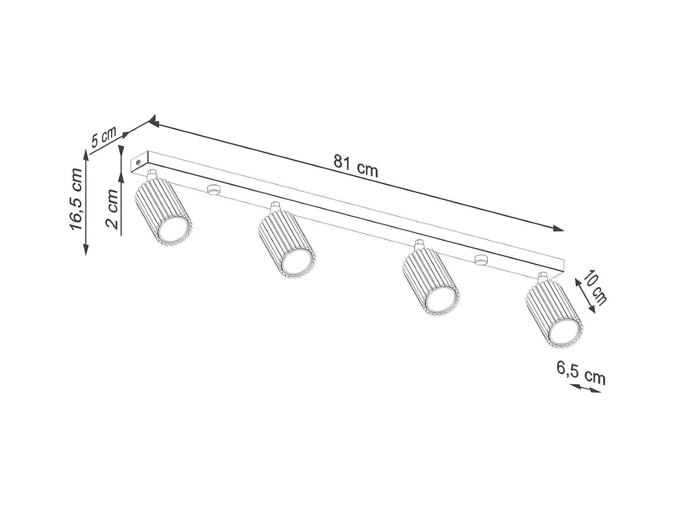 Plafondlamp Gloow minimalistisch van  - 4 lichtbronnen 3000K - L.81 x H.16,5 cm - wit