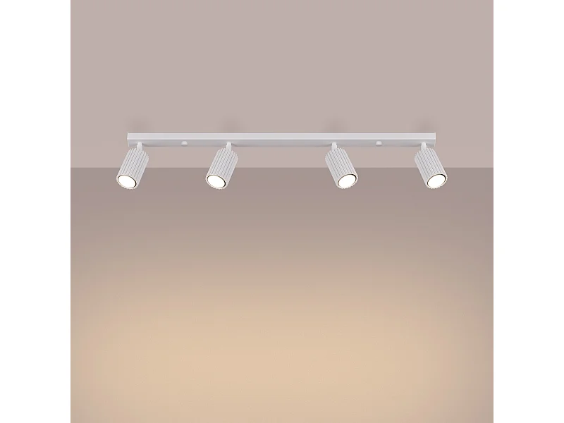 Plafonnier Gloow minimaliste en aluminium - 4 sources lumineuses 3000K - L.81 x H.16,5 cm - blanc