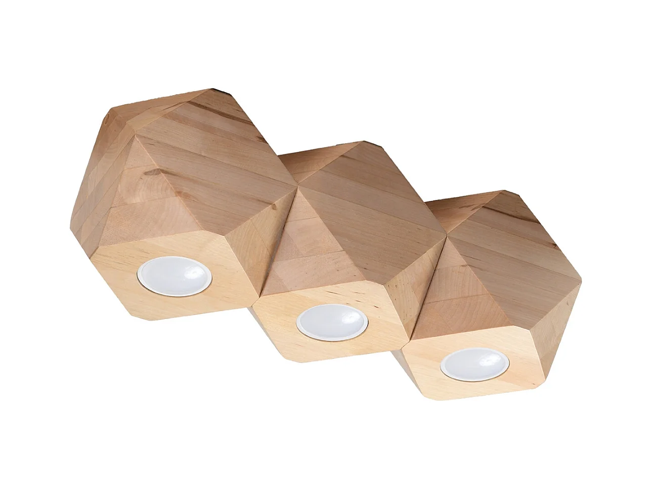 Lampade da soffitto Timberix scandinavo di legna - 3 sorgenti luminose 4000K - L.36 x A.12 cm - legno naturale