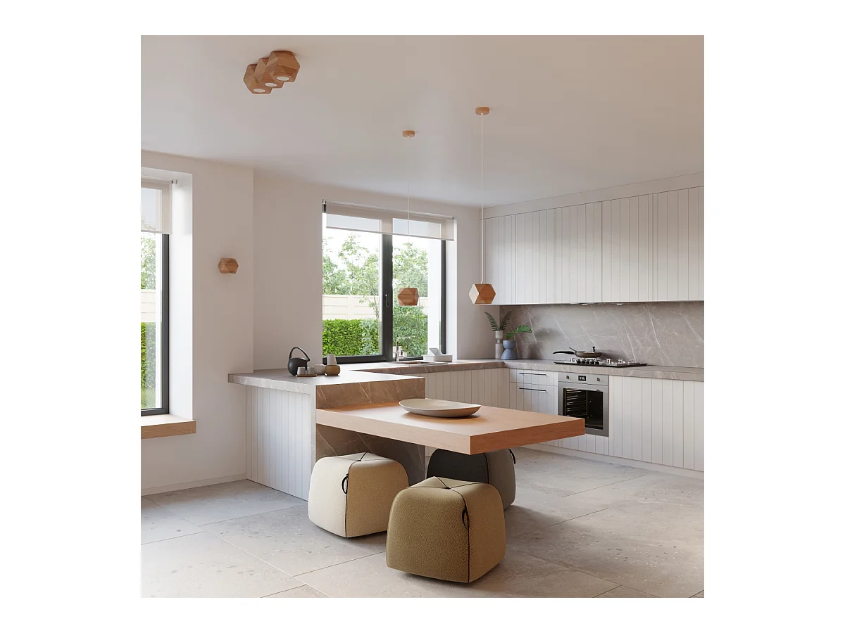 Lampade da soffitto Timberix scandinavo di legna - 3 sorgenti luminose 4000K - L.36 x A.12 cm - legno naturale