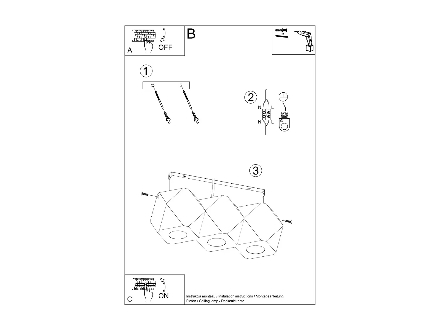 Plafonniers Timberix scandinave en bois - 3 sources lumineuses 4000K - L.36 x H.12 cm - bois naturel