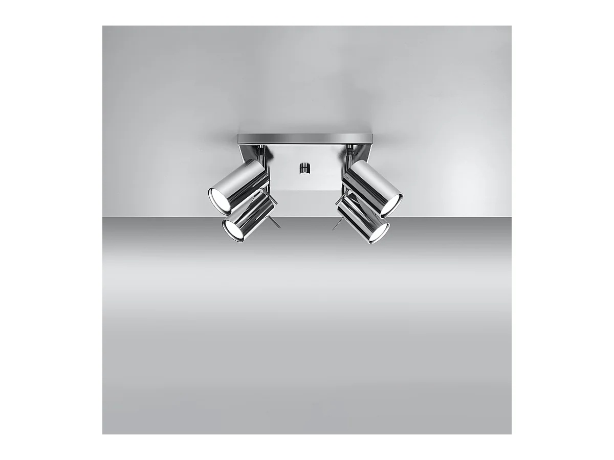 Plafonniers Briix moderne en acier - 4 sources lumineuses 4000K - L.25 x H.16 cm - chrome