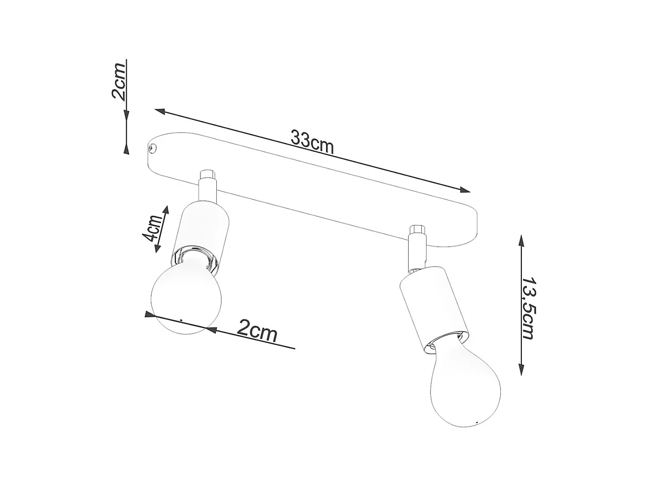 Plafondlampen Synfex minimalistisch van  - 2 lichtbronnen 4000K - L.33 x H.13,5 cm - zwart