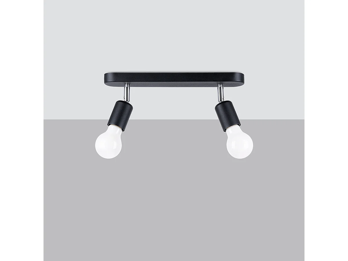 Plafonniers Synfex minimaliste en acier - 2 sources lumineuses 4000K - L.33 x H.13,5 cm - noir