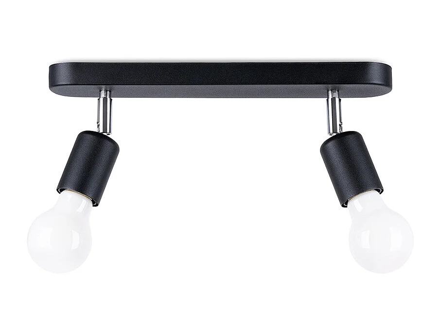 Plafonniers Synfex minimaliste en acier - 2 sources lumineuses 4000K - L.33 x H.13,5 cm - noir