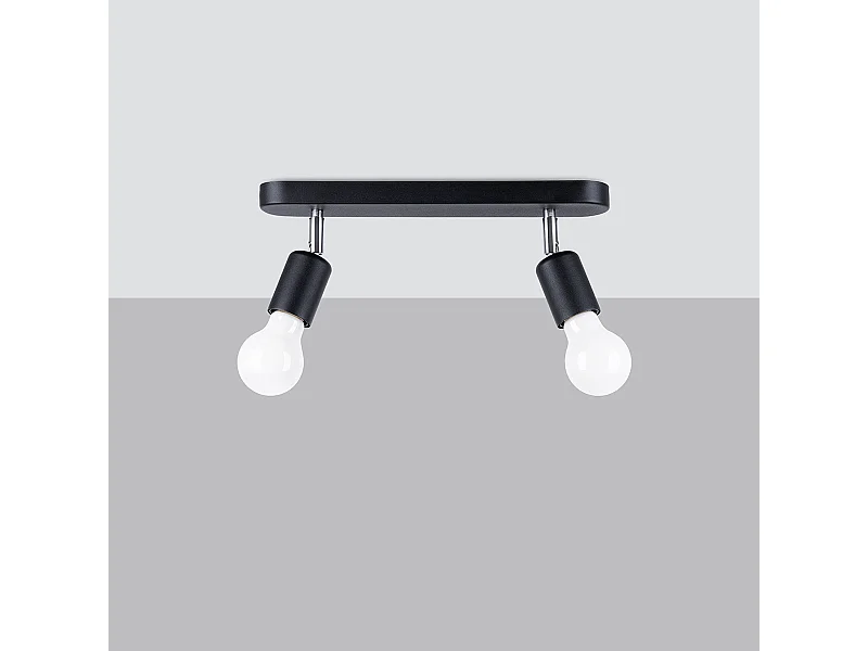 Plafonniers Synfex minimaliste en acier - 2 sources lumineuses 4000K - L.33 x H.13,5 cm - noir