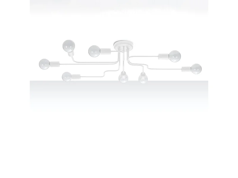 Plafonniers Infinix industriel en acier - 8 sources lumineuses 4000K - L.103 x H.15,5 cm - blanc