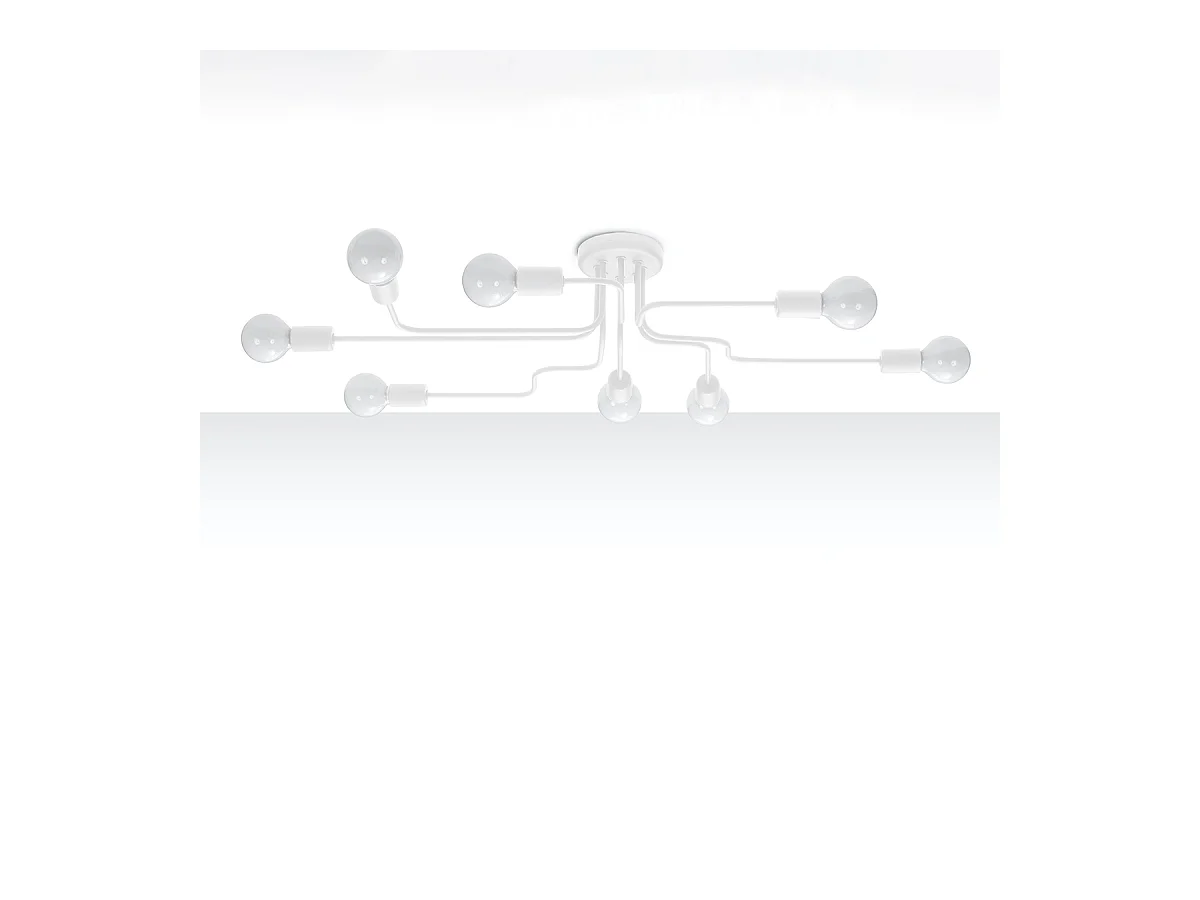 Plafonniers Infinix industriel en acier - 8 sources lumineuses 4000K - L.103 x H.15,5 cm - blanc