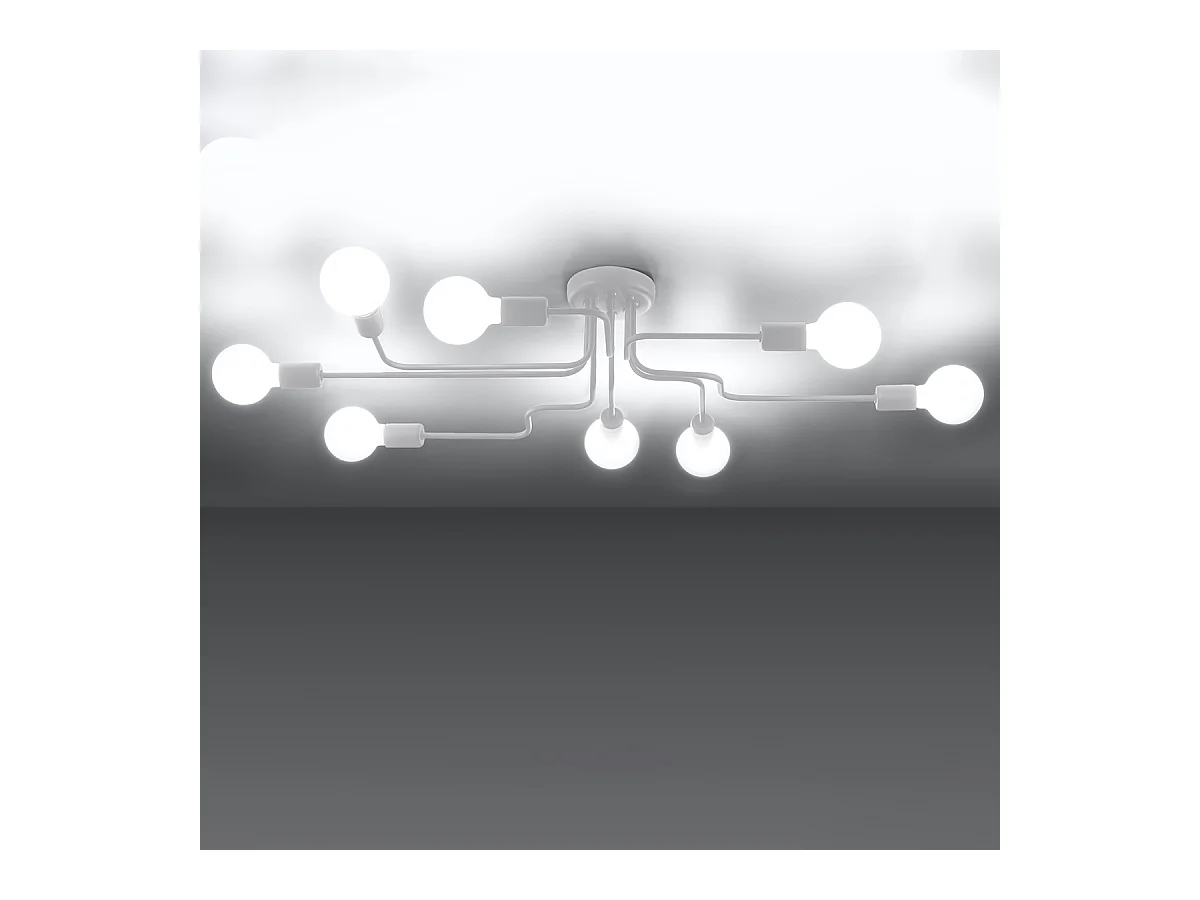 Plafonniers Infinix industriel en acier - 8 sources lumineuses 4000K - L.103 x H.15,5 cm - blanc