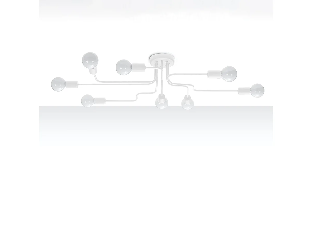 Plafonniers Infinix industriel en acier - 8 sources lumineuses 4000K - L.103 x H.15,5 cm - blanc