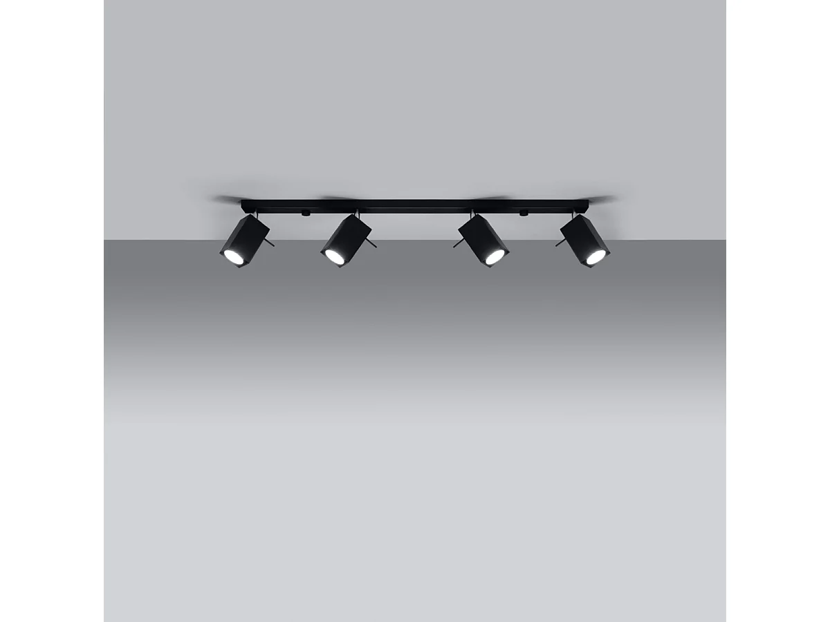 Plafonniers Briow moderne en acier - 4 sources lumineuses 4000K - L.80 x H.16 cm - noir