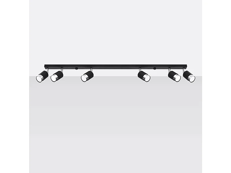 Luminárias de teto Alvor moderno, aço - 6 fontes de luz 4000K - L.117 x H.18 cm - preto/cromado