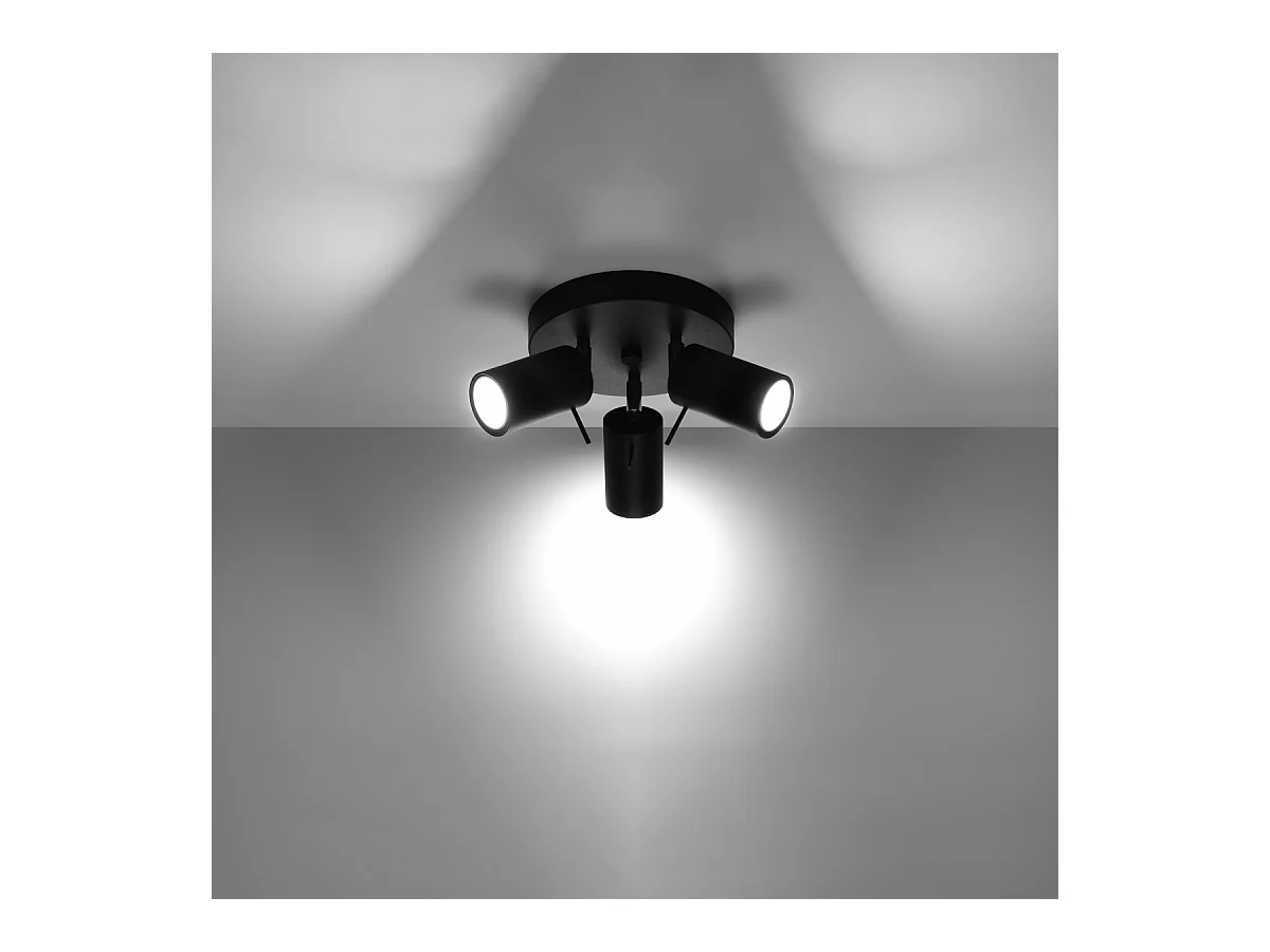 Plafony nowoczesny Briix, stal - 3 źródło światła 4000K - L.20 x H.18 cm - czarny