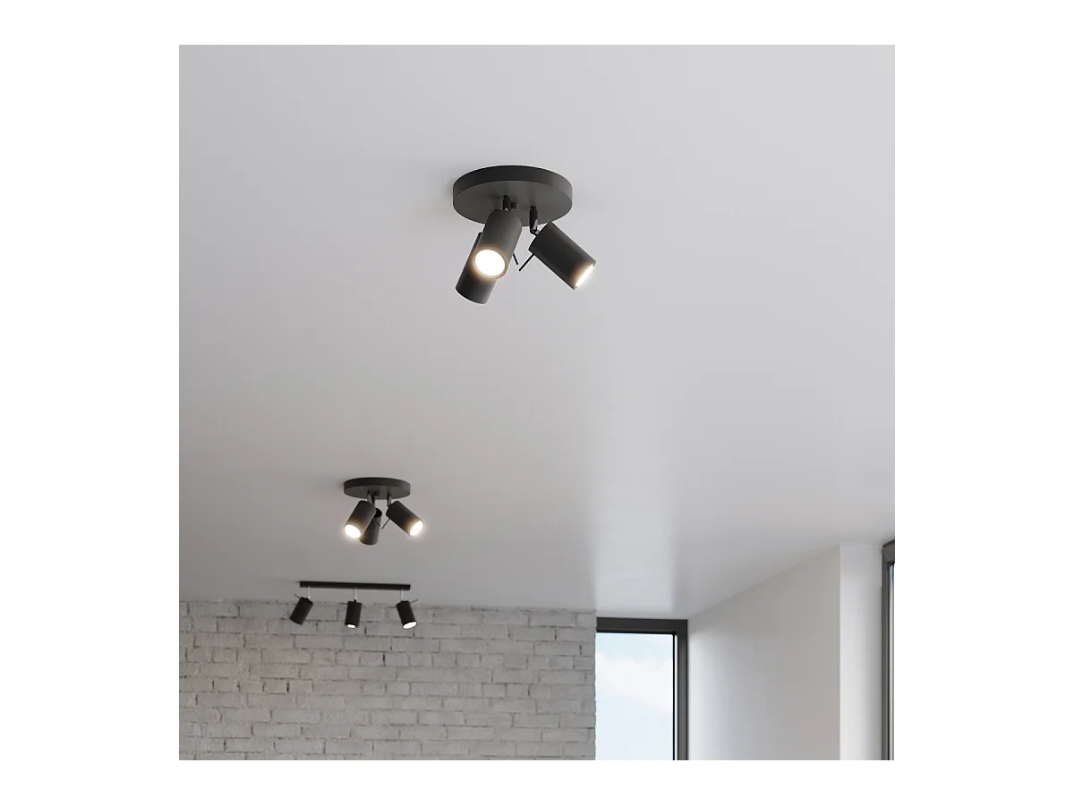 Plafony nowoczesny Briix, stal - 3 źródło światła 4000K - L.20 x H.18 cm - czarny