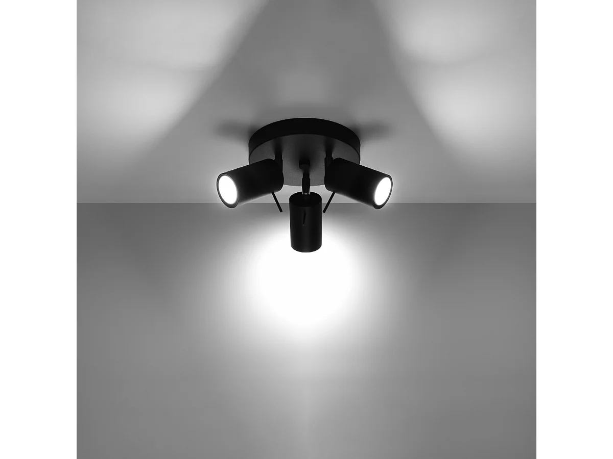 Plafonniers Briix moderne en acier - 3 sources lumineuses 4000K - L.20 x H.18 cm - noir