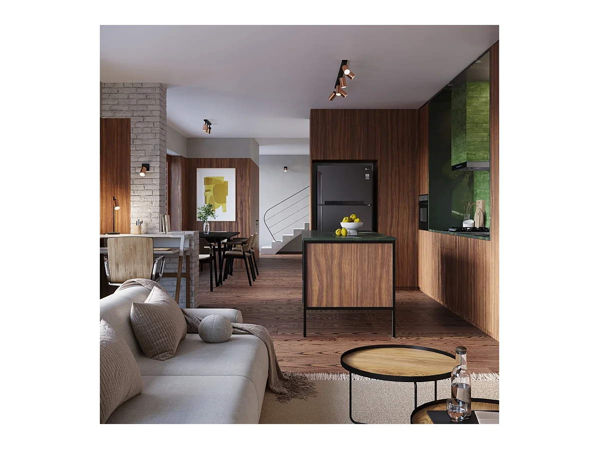 Plafony nowoczesny Glois, stal - 4 źródło światła 3000K - L.25 x H.19 cm - czarny/miedź