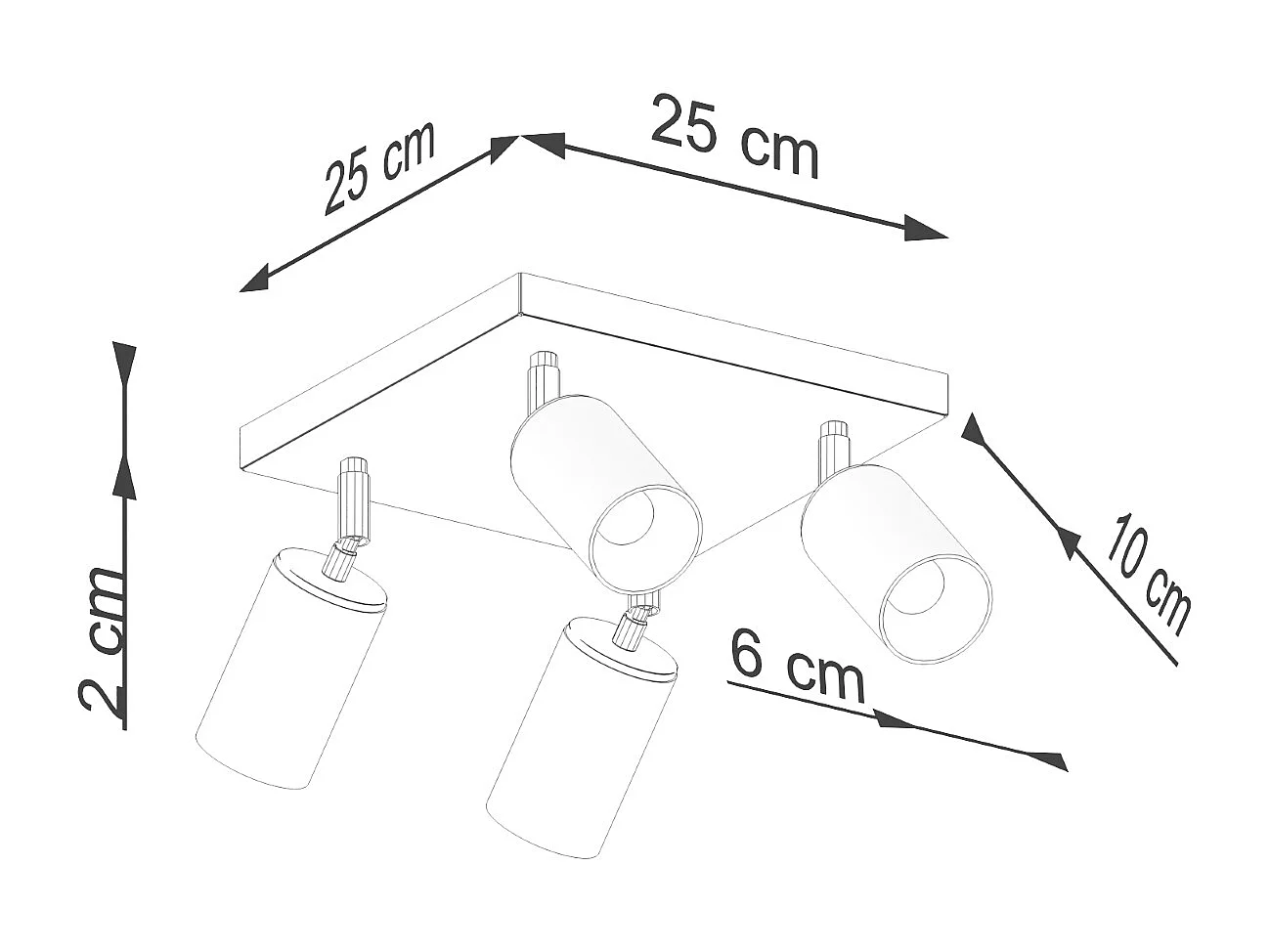 Plafonniers Glois moderne en acier - 4 sources lumineuses 3000K - L.25 x H.19 cm - noir/cuivre