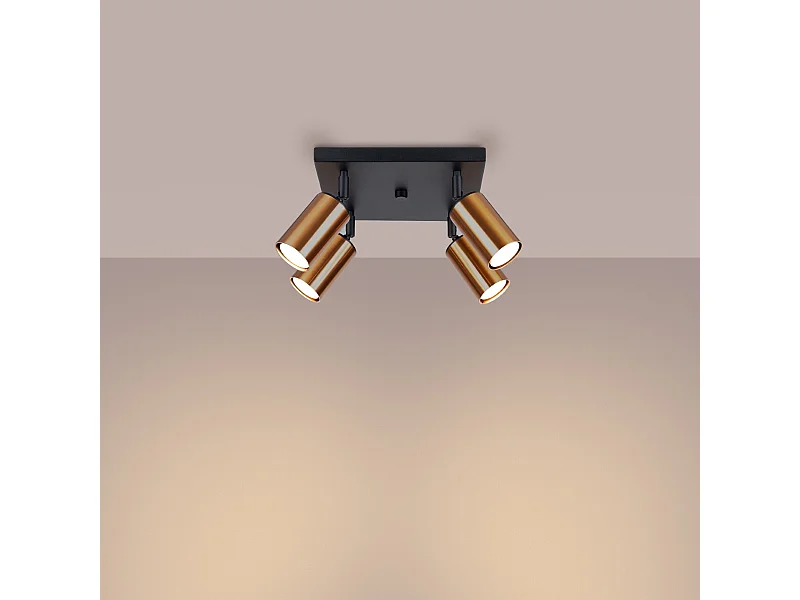 Plafonniers Glois moderne en acier - 4 sources lumineuses 3000K - L.25 x H.19 cm - noir/cuivre