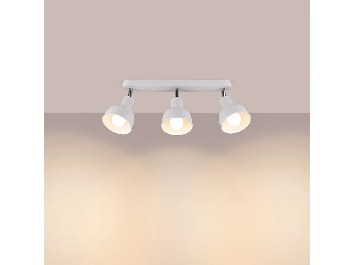 Lampade da soffitto Zenda soppalco di acciaio - 3 sorgenti luminose 3000K - L.59 x A.18,5 cm - bianco